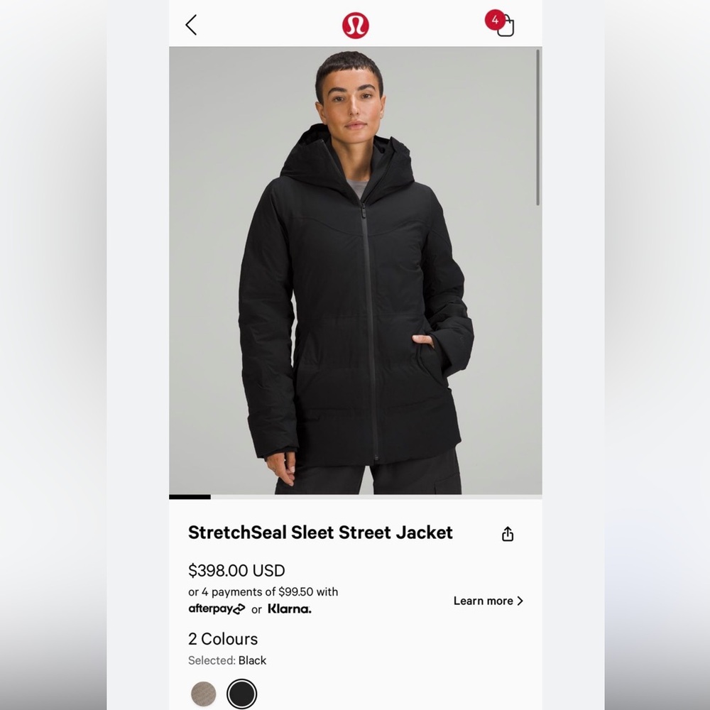 lululemon athletica Black Puffer Jacket